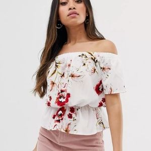 MOA MOA PARISIAN PETITE OFF SHOULDER TOP IN FLORAL PRINT